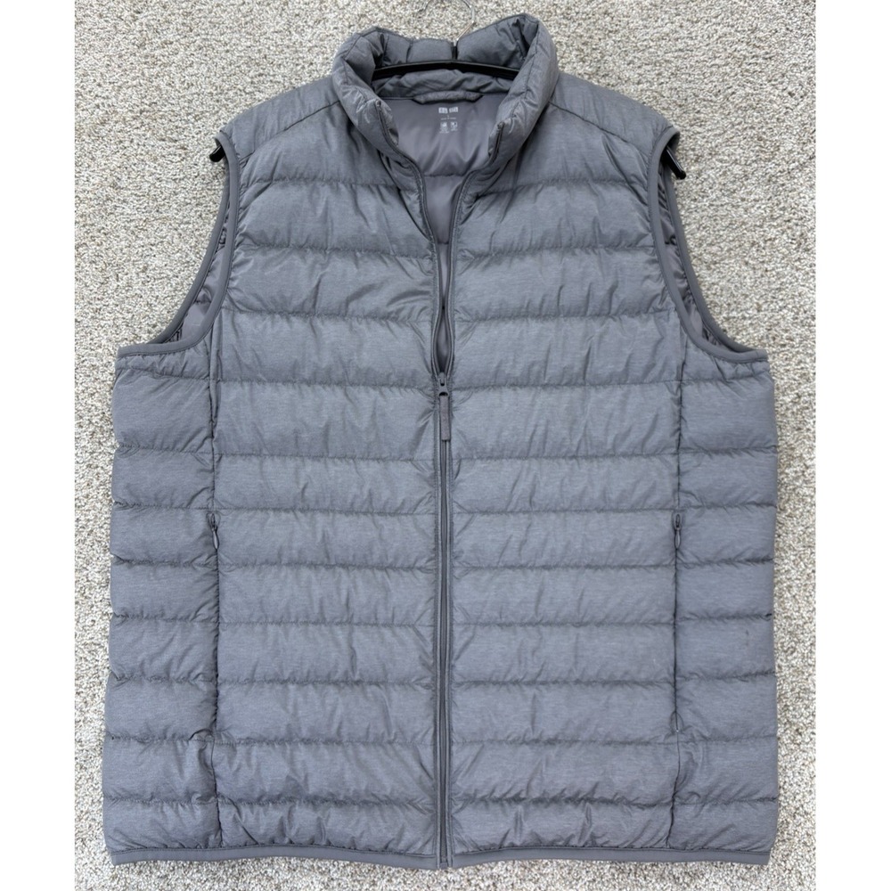 Uniqlo Ultra Light Down Compact Puffer Vest Mens Large Gray Quilted Water Repel